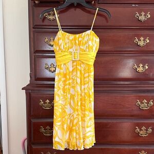 Yellow Floral Strap Dress